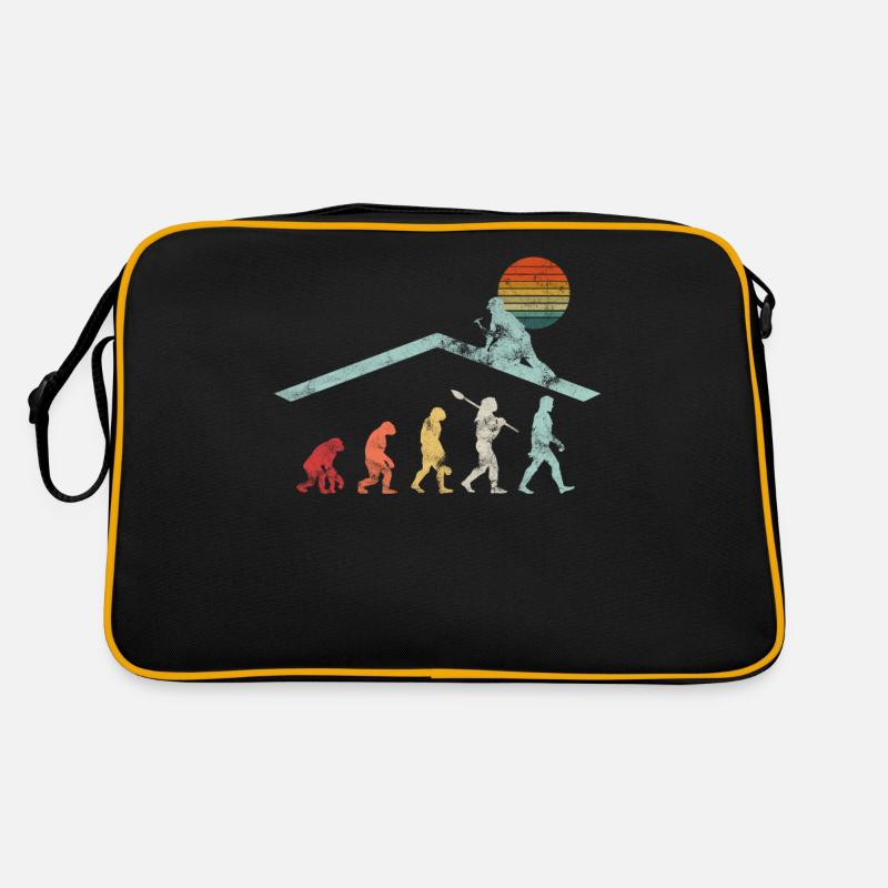 Dachdecker Handwerker Zimmermann Evolution Geschen - Retro Tasche - Schwarz/Gold