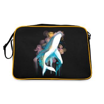 Rainbow watercolor whale humpback whale blue whale - Retro Bag - black/gold - Back