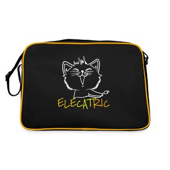 Pelzige Cartoon-Katze fühlt sich so aufgeputscht! - Retro Tasche - Schwarz/Gold - Hinten