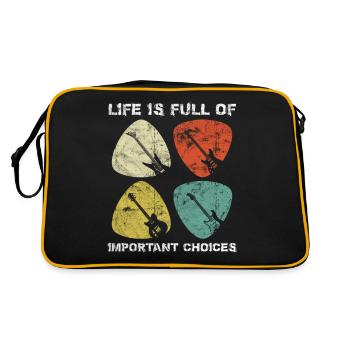 Life is Full of Important Choices Guitar Plectrum - Retro Bag - black/gold - Back