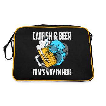 Fisherman Fishing Catfish Beer Lover Flathead Gift - Retro Bag - black/gold - Back