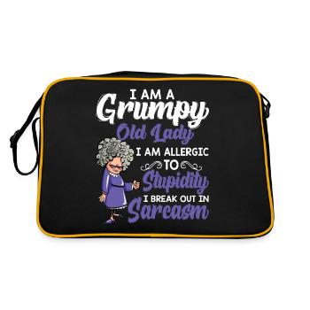 Grumpy Old I Am Allergic To Stupidity T Shirt - Retro Tasche - Schwarz/Gold - Hinten