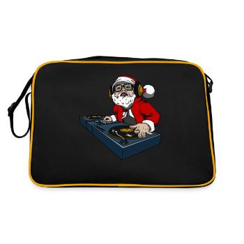 Weihnachtsmann am Dj Pult Geschenk für Diskjockey - Retro Tasche - Schwarz/Gold - Hinten