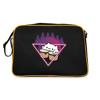 Bongo Cat Meme Retro 80s Vaporwave Outrun - Sac Retro - noir/or - Dos