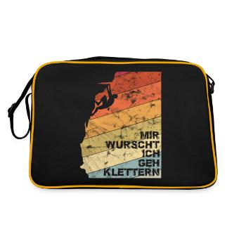 Mir Wurscht Ich geh Klettern Vintage - Retro Tasche - Schwarz/Gold - Hinten