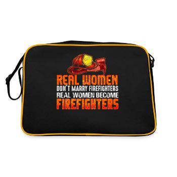Feuerwehr Frau Feuer Rettung Heldin Brandschutz - Retro Tasche - Schwarz/Gold - Hinten