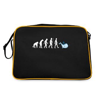 Wal Meerestiere Geschenk - Retro Tasche - Schwarz/Gold - Hinten