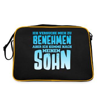 Vater und Sohn Junge Papa Daddy Vatertag Ehemann - Retro Tasche - Schwarz/Gold - Hinten