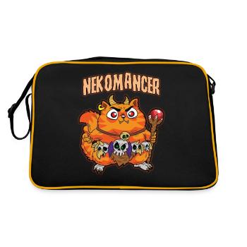NEKOMANCER Neko Cat Magician Nécromancien Humour - Sac Retro - noir/or - Dos