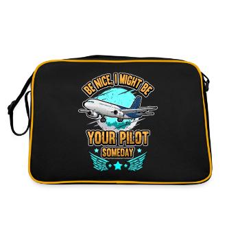Drôle pilote d'avion volant disant cadeau - Sac Retro - noir/or - Dos
