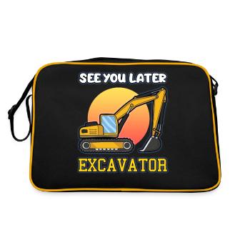 Rendez-vous plus tard le conducteur de l'excavatrice d'excavatrice disant - Sac Retro - noir/or - Dos