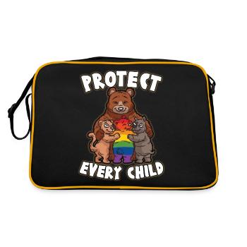 PROTÉGEZ CHAQUE ENFANT mère aime l'ours gay LGBTQ - Sac Retro - noir/or - Dos