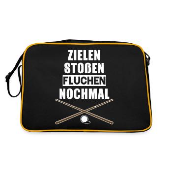 Billard - Zielen Stoßen Fluchen Nochmal - Retro Tasche - Schwarz/Gold - Hinten
