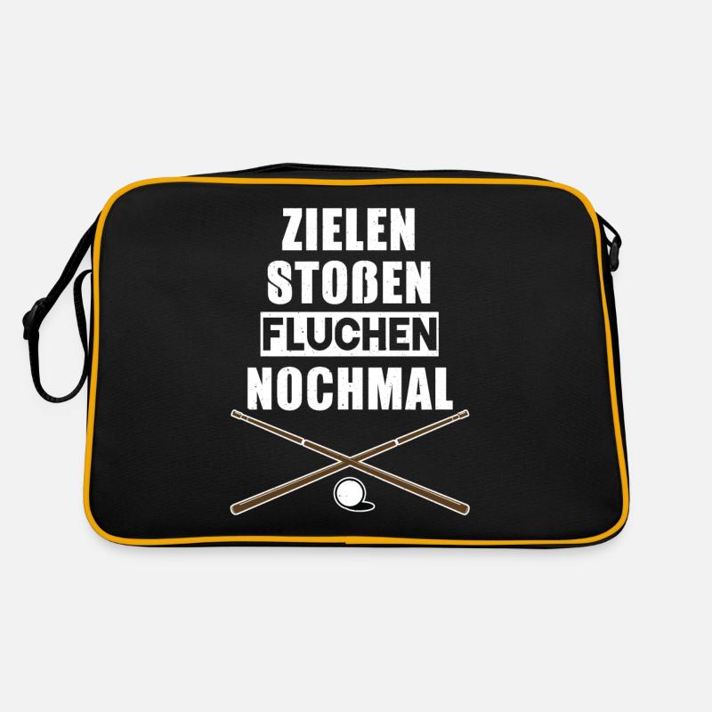 Billard - Zielen Stoßen Fluchen Nochmal - Retro Tasche - Schwarz/Gold