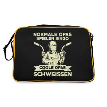 Normale Opas spielen Bingo coole Opas Schweissen - Retro Tasche - Schwarz/Gold - Hinten