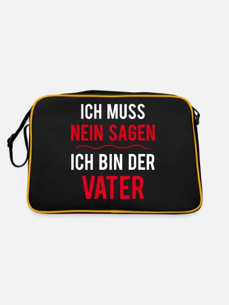 Ich Muss Nein Sagen Ich Bin Der Vater Papa Spruch - Retro Tasche - Schwarz/Gold - Hinten