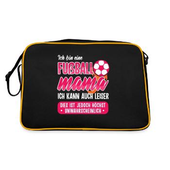 Fußball Mama Fußballer Fußballerin Mutter Geschenk - Retro Tasche - Schwarz/Gold - Hinten