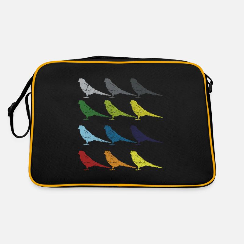 Neon Pop Art Retro Wellensittich Papagei Geschenk - Retro Tasche - Schwarz/Gold