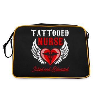 Krankenschwester Krankenhaus Pflegekraft Geschenk - Retro Tasche - Schwarz/Gold - Hinten