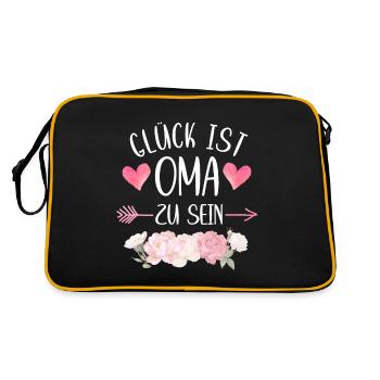 Oma Omi Großmutter Großmama Grandma Mama Mutter - Retro Tasche - Schwarz/Gold - Hinten