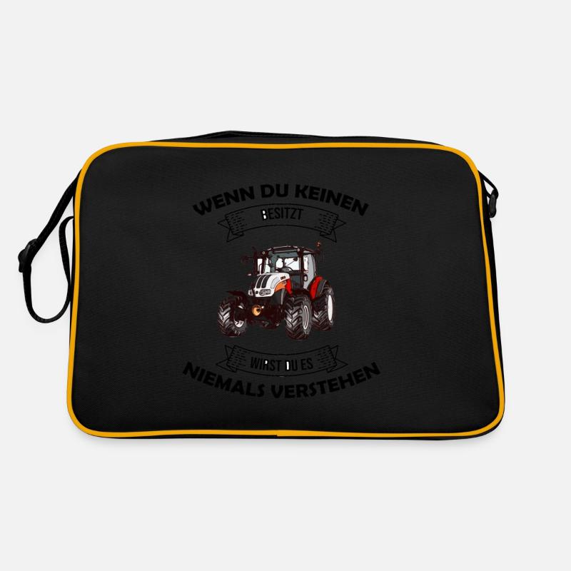 Steyr Austria Trecker Landwirtschaft Geschenkidee - Retro Tasche - Schwarz/Gold