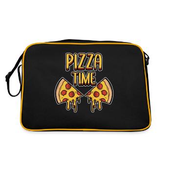 Pizza Time Peperoni Pizza Zeit - Retro Tasche - Schwarz/Gold - Hinten