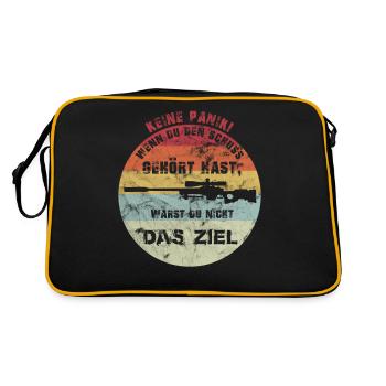 Sniper Scharfschütze Spruch Bundeswehr Geschenk - Retro Tasche - Schwarz/Gold - Hinten