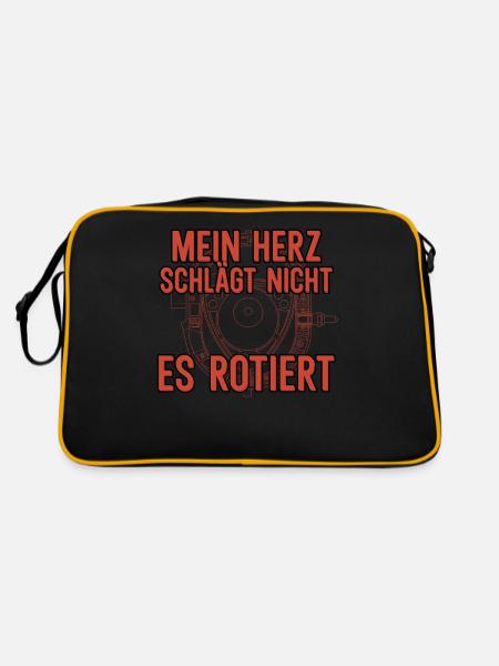 Mein Herz schlägt nicht es rotiert Wankelmotor RX - Retro Tasche - Schwarz/Gold - Hinten