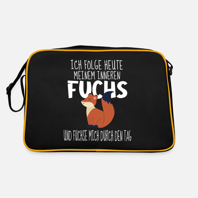 Lustige Fuchs Sprüche - Retro Tasche - Schwarz/Gold