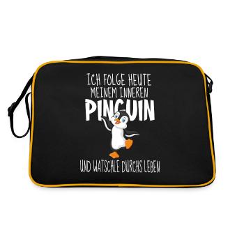 Inneren Pinguin - Retro Tasche - Schwarz/Gold - Hinten