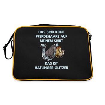 Keine Pferdehaare - Das ist Haflinger Glitzer! - Retro Tasche - Schwarz/Gold - Hinten