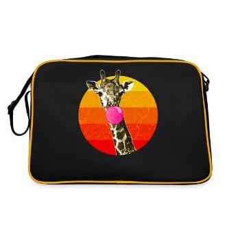 Girafe, à, bubble-gum, girafe, animal - Sac Retro - noir/or - Dos