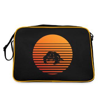 Silhuette de dragon de Komodo au coucher du soleil - Sac Retro - noir/or - Dos