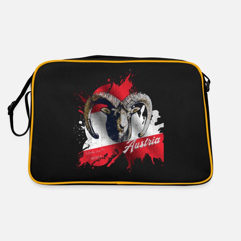 Austria Österreich Gäms Steinbock Geschenk - Retro Tasche - Schwarz/Gold
