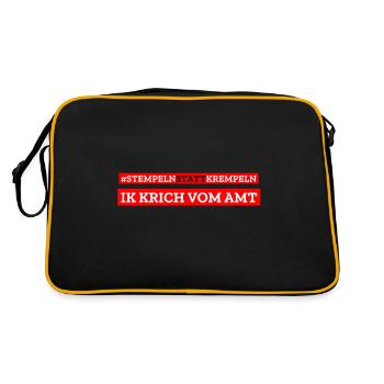 Arbeitsamt arbeitslos Hartz 4 - Retro Tasche - Schwarz/Gold - Hinten