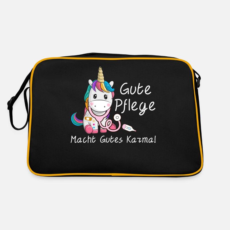 Krankenschwester Pflegekräfte Pflegerin Altenpfleg - Retro Tasche - Schwarz/Gold