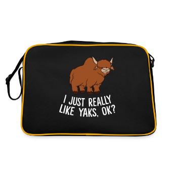 I Just Really Like Yaks, Ok Cute Yak - Retro Bag - black/gold - Back