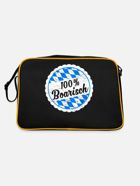 Bavaria Bavarian 100% Boarisch gift - Retro Bag - black/gold - Back