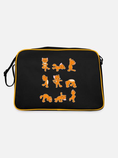 Joli chat yoga cadeau d'amoureux des chats Kitty - Sac Retro - noir/or - Dos