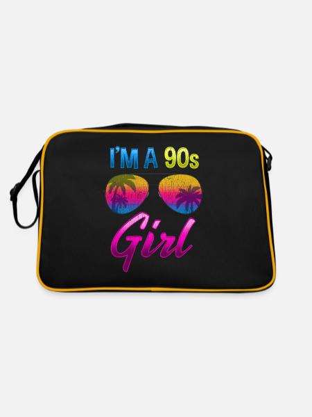Retro 90er Jahre Hawaii Sonnenbrille für Mädchen - Retro Tasche - Schwarz/Gold - Hinten