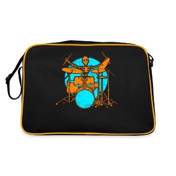 Squelette batteur batterie batteurs Halloween - Sac Retro - noir/or - Dos