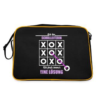 Ich bin Schulleiterin Ich finde immer eine Lösung - Retro Tasche - Schwarz/Gold - Hinten