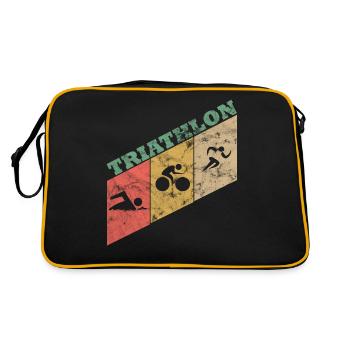 Triathlon Gift Vinatage Retro Triathlete Sport - Retro Bag - black/gold - Back