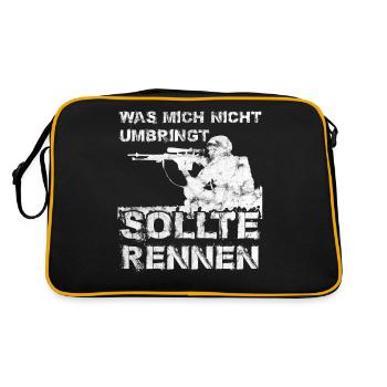 Scharfschütze Was mich nicht umbringt sollte renne - Retro Tasche - Schwarz/Gold - Hinten