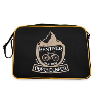Radfahrer Rentner Überholspur Ruhestand Opa Biker - Retro Tasche - Schwarz/Gold - Hinten