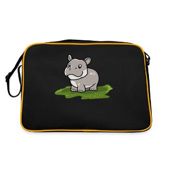 Flusspferd Nilpferd - Retro Tasche - Schwarz/Gold - Hinten