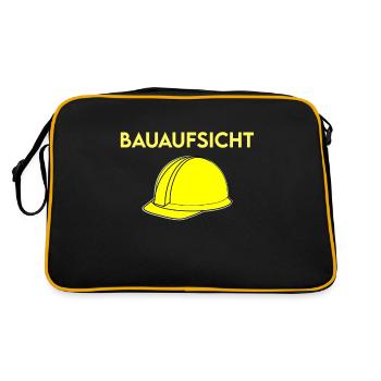 Bauaufsicht Bauleiter - Lustiges Handwerker Bau - Retro Tasche - Schwarz/Gold - Hinten