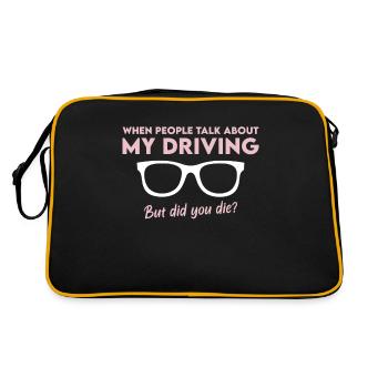 Car driver gift joke driver license accident car - Retro Bag - black/gold - Back