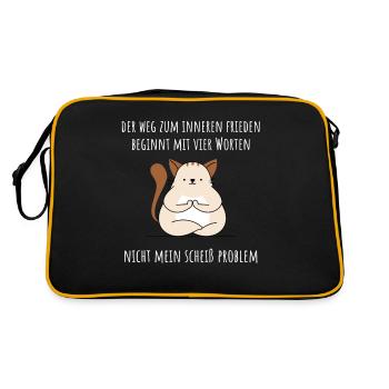 Kawaii cute fat yoga cats cute gift idea - Retro Bag - black/gold - Back