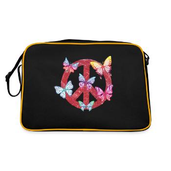 Hippie Butterflies Hippies Flower Power Années 60 - Sac Retro - noir/or - Dos